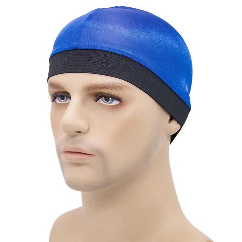 Soft Polyester Spandex Dome Wig Cap Silky Breathable Wave Cap for Men