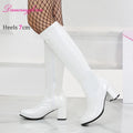 New White Western Fancy Dress Parties Shoes 60s 70s 1960s 1970s Retro Go Go Booties for Ladies Knee-High Gogo Boots