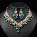 New Arrival Bridal Jewelry Sets Party Banquet Engagement Gift Pink Crystal Rhinestone Necklace Earrings Sets