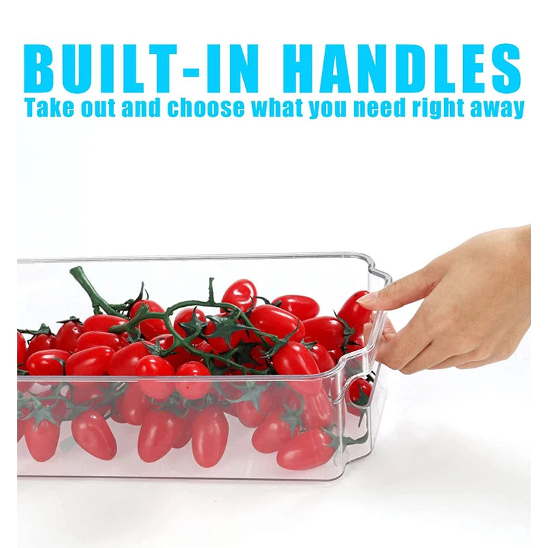 Best Sell Medium-sized Pantry Storage Stackable Plastic Clear Bpa Free Refrigerator Organizer Bins Handles Airtight Lid 1-3L