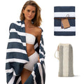 Custom Logo Wholesale Oversized Striped Sand Free Towels Quick-dry Suede Microfiber Beach Towel
