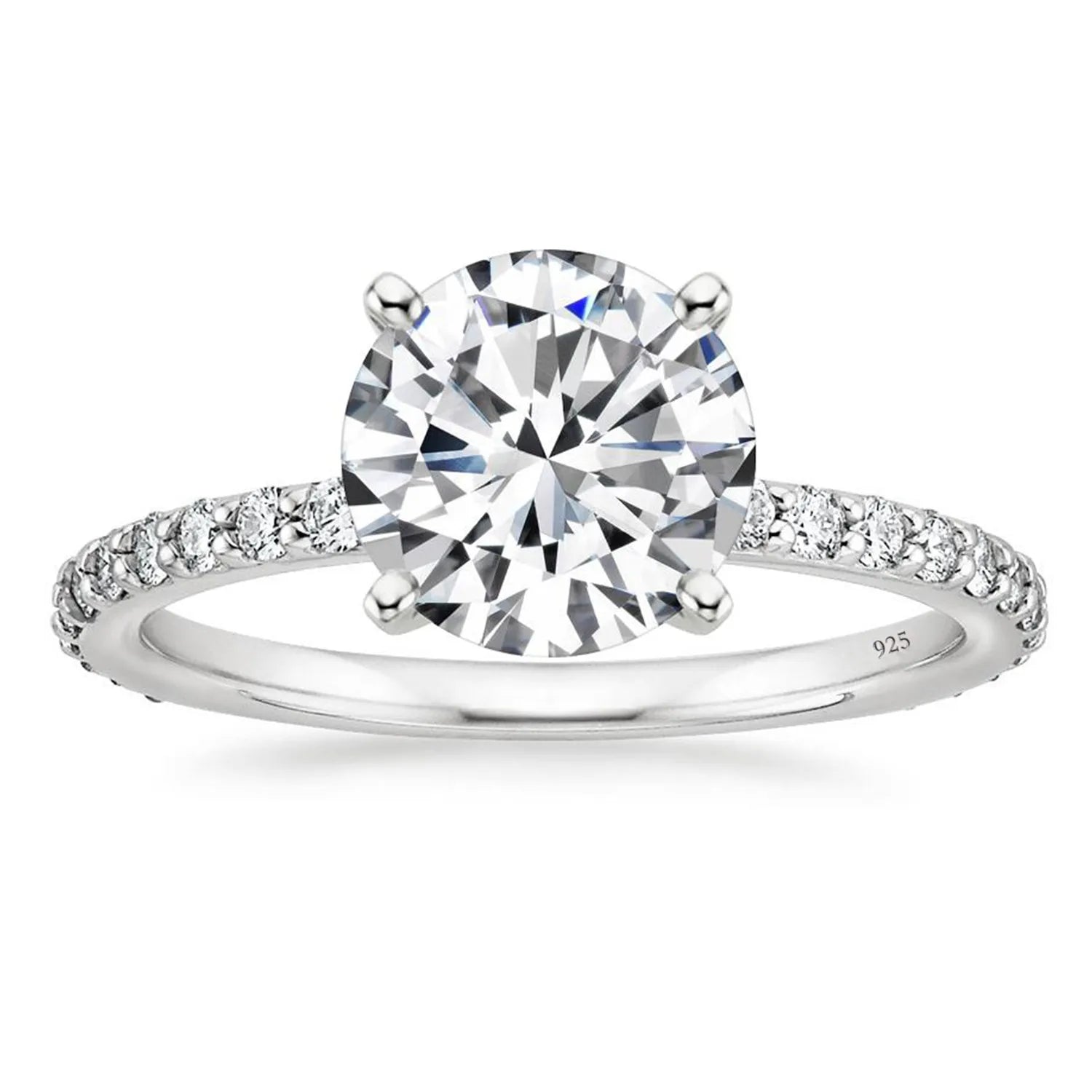 OLAN Luxury Jewelry Round Cut 3.5CT Moissanite Ring 925 Sterling Silver Engagement Ring for Women Gifts Fine Jewelry