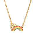 Fashion Accessories Gold Plated Stainless Steel Necklace Cute Cartoon Rainbow Necklace Custom Charm Jewelry Pendant Necklace