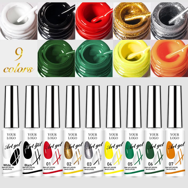 Classic Neon Other Nail Painting Gel Pulling Custom Nail Polish Gel Liner Drawing Gel Liner Nail Art Set MegaBDM