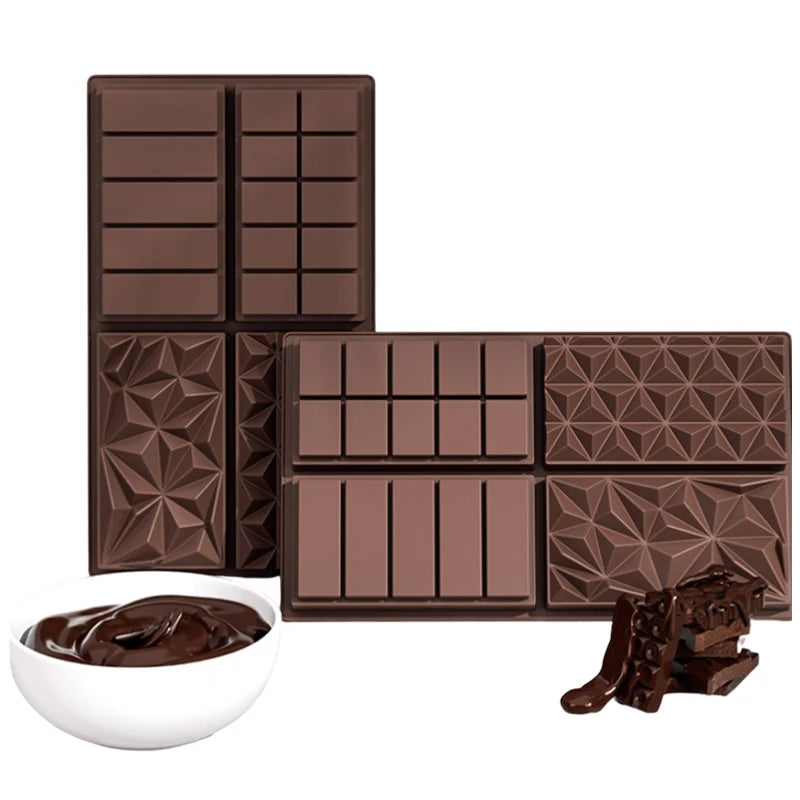Food Grade Silicone Dubai Chocolate Bar Molds Thick Deep Stuffed Candy Molds for Homemade Snacks OPP Bag Packing