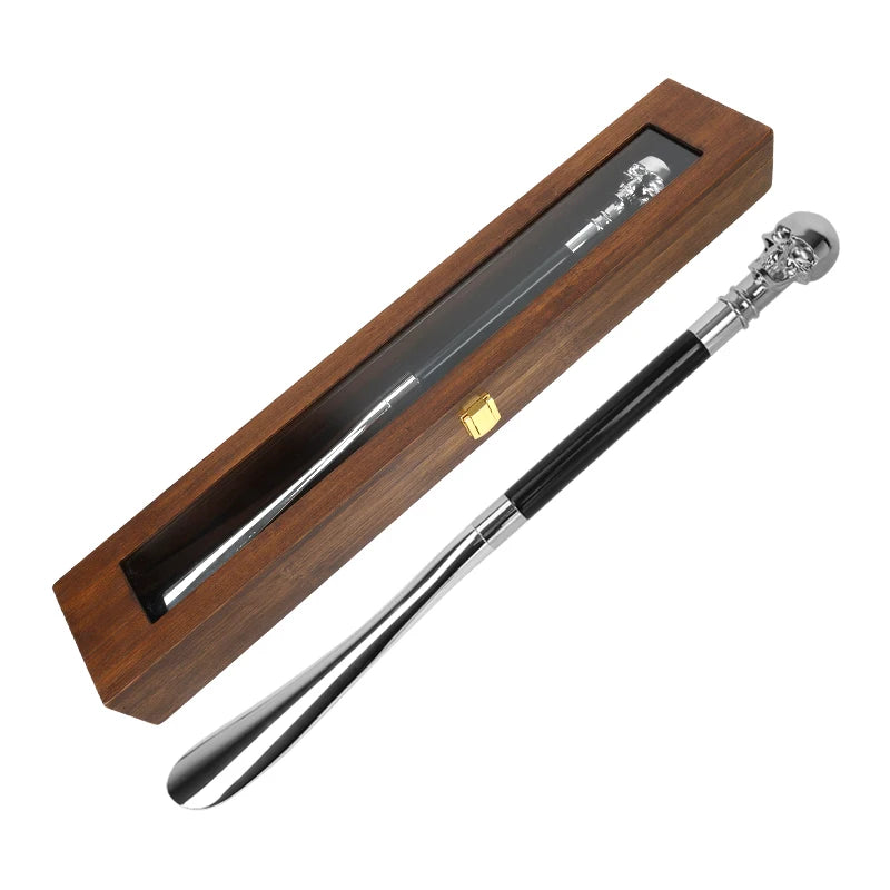 Luxury Skeleton Head Metal Shoe Horn Long Handle Shoehorn Leather Shoe Lifter Shoe Spoon Tool for Men Ladies