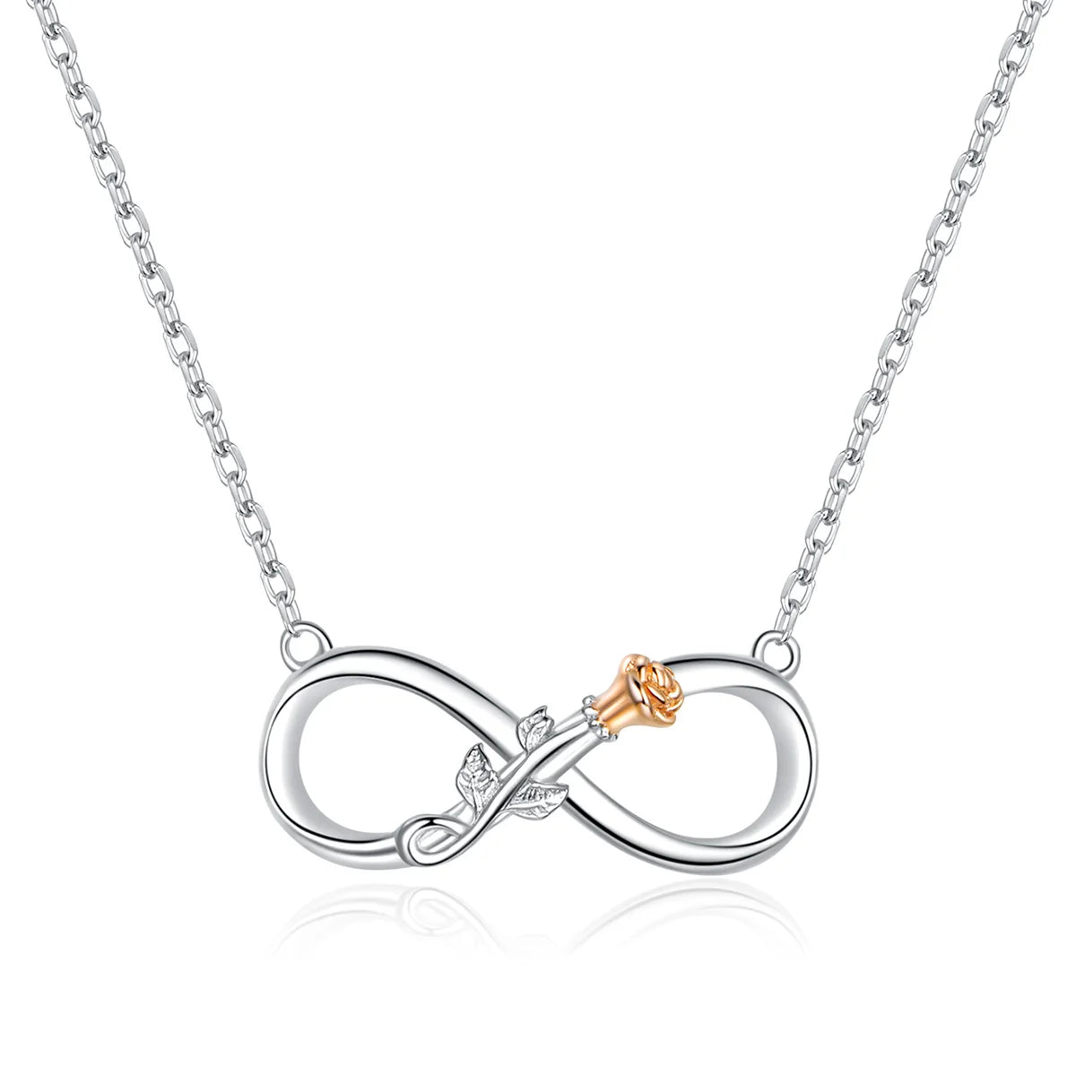 Fashionable 925 Sterling Silver Rose Infinite Love Pendant Necklace for Women