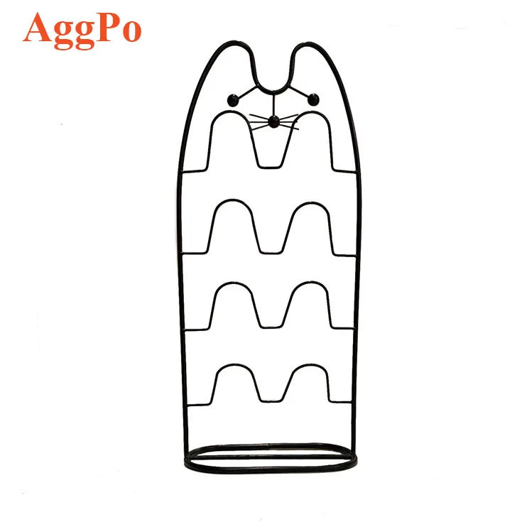 Iron Shoe Rack Cat Shape Shoe Organizer Storage Shelf Rack Saving Space 4 Tier Metal Slippers Display Holder Babouche Hanger