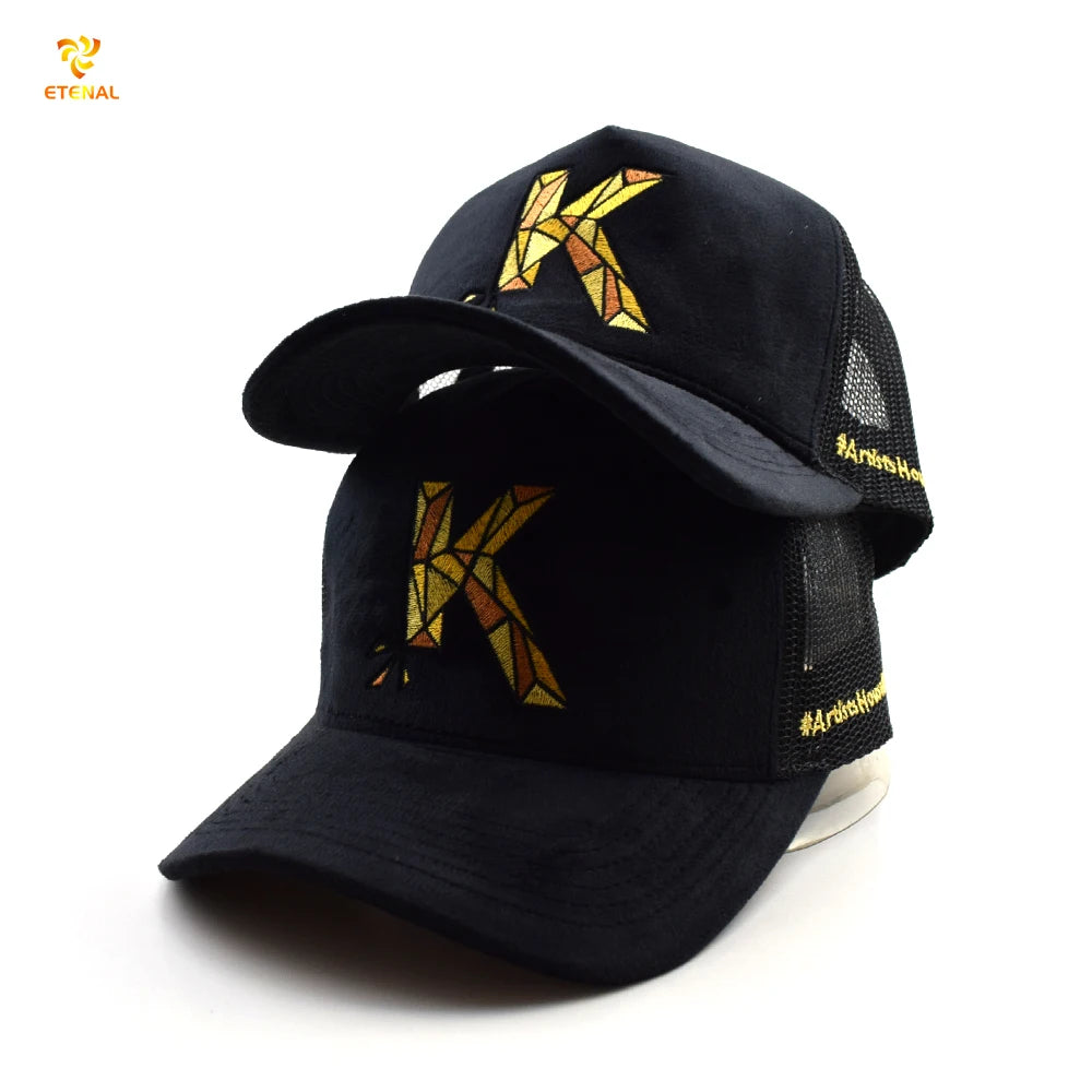 2024 Custom Logo Baseball Trucker Hat Cap Unisex 5 Panel Suede Mesh Canvas Jersey Hip Hop Fashion Outdoor Performance Cycling
