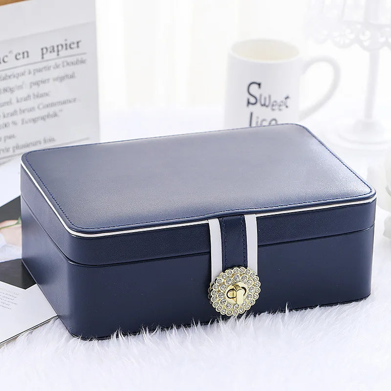 PU Leather Jewelry Organizer for Custom Logo Branding and Boutique Identity Large Magnetic Snap Packaging Case Set