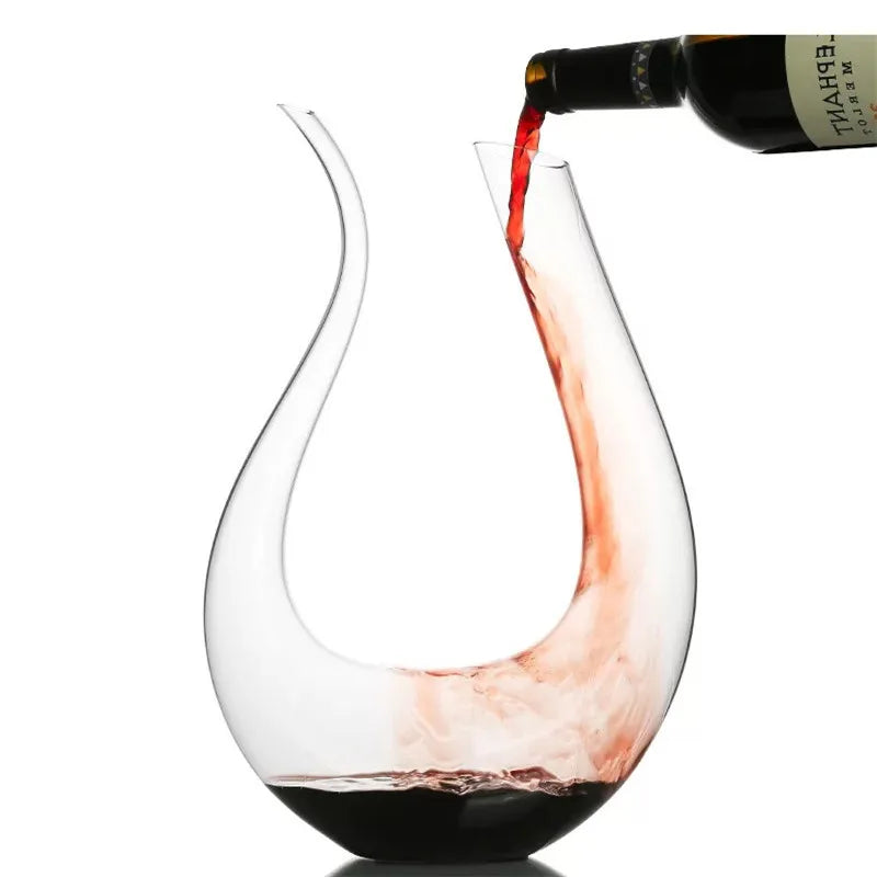 1500ml U-shaped Wine Decanter Handmade Crystal Wine Brandy Champagne Glasses Decanter Bottle for Family