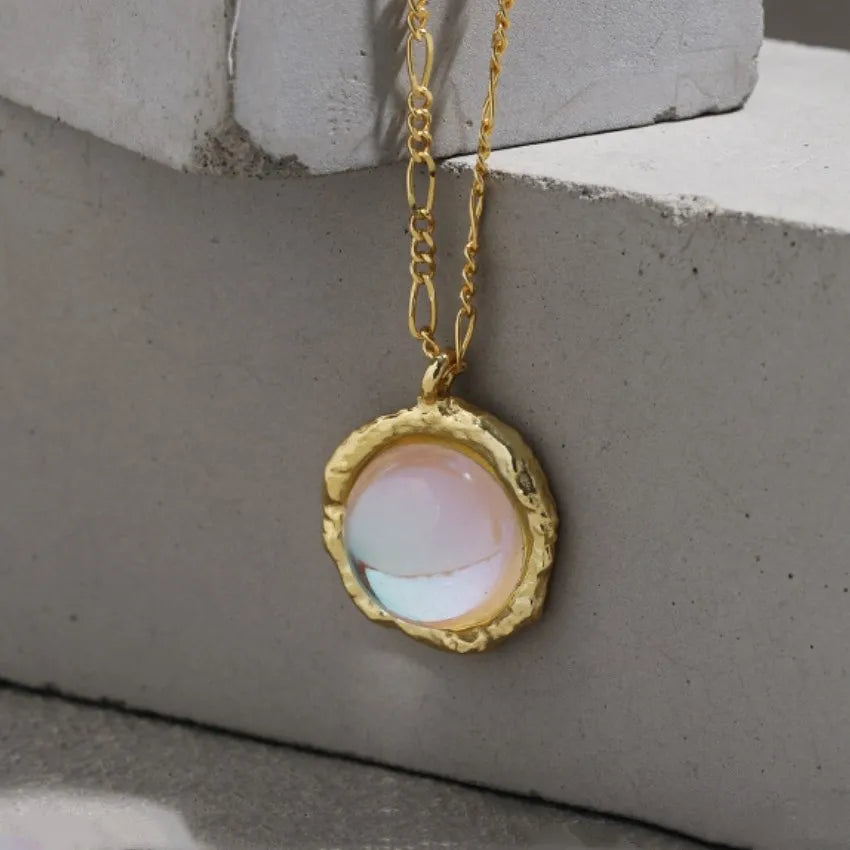 1716 Wholesale Handmade Moonstone Necklace Moonstone Pendant Necklace 925 Sterling Silver Jewelry Gold Plated Necklace