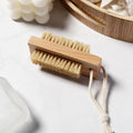 French Style Double-Sided Nail Brush Sisal Bamboo Bristles No-Slip Wood Handle Hand Scrub Brush for Cleaning Finger Nails Toes