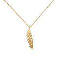Trendy 14K Gold Pendant Necklace Good Quality Zircon Leaf Shape Necklaces for Wedding and Party