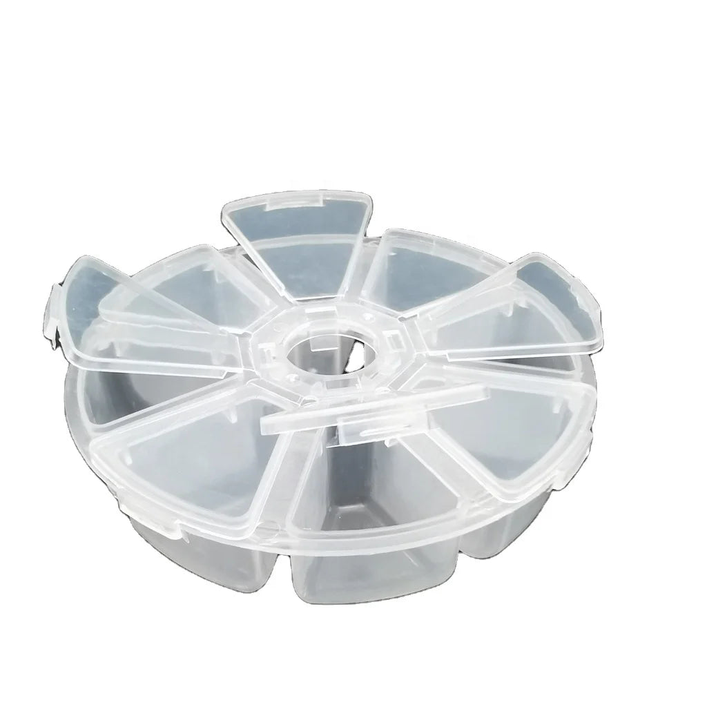Top Seller Hot Custom 8 Compartment Clear Plastic Storage Box PP Injection Technique Round UFO Shaped Container