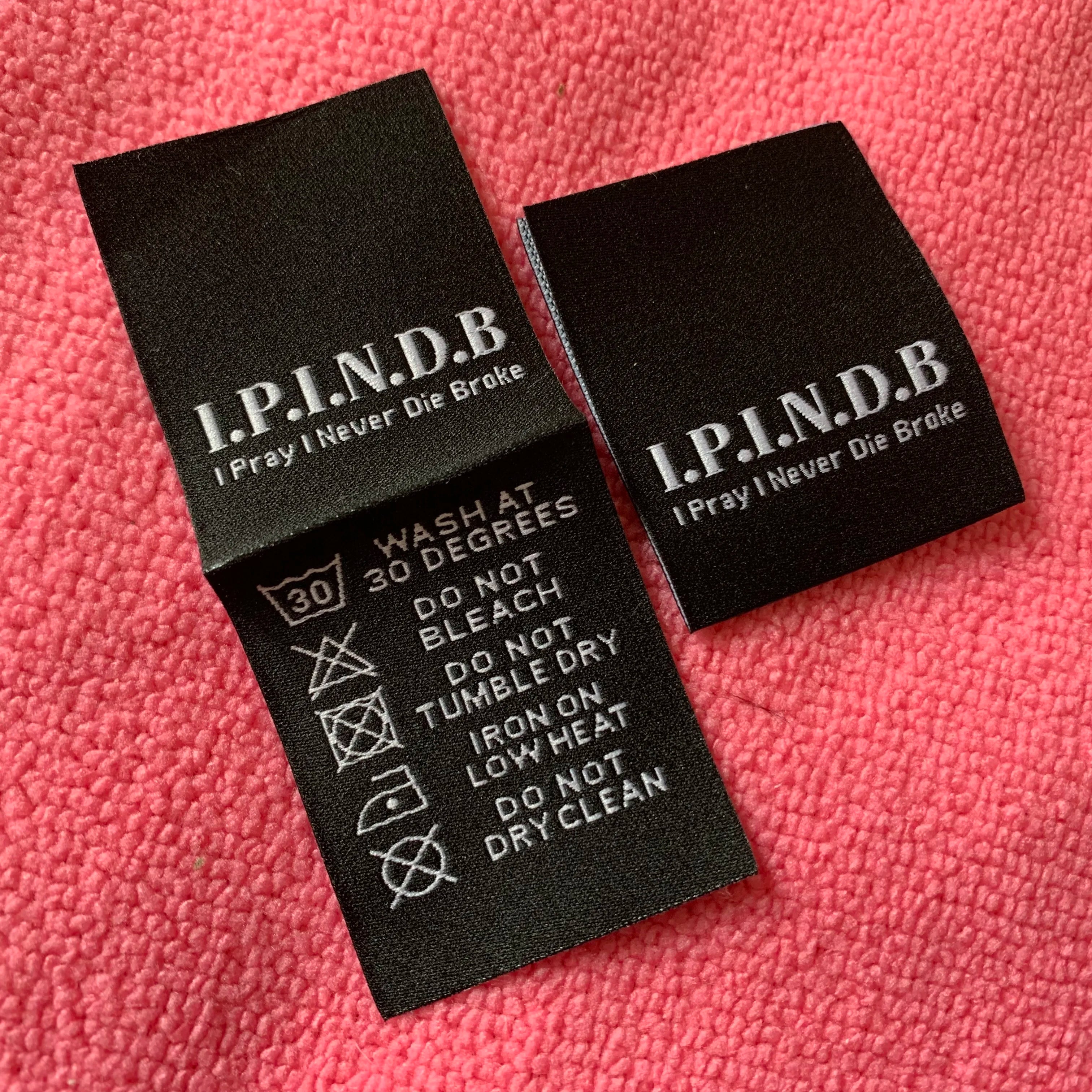 Comfortable Loop Fold Washing Care Woven Labelfactory Price Sewing on Black Damask Clothing Label