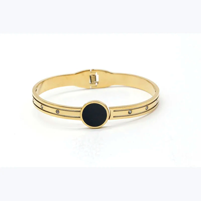 Wholesale Fashion Women Bracelet Bangle 18k Golden & Diamond-Studded Circle Geometry Hidden Buckle Bangles Bracelet