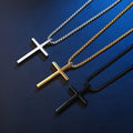Jachon Fashion Jewelry 18k Gold Plated Stainless Steel Adjustable Cross Pendant Necklace for Men and Women