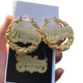 QIUHAN ODM Crown Name Necklace Acrylic Nameplate Hoops Earrings Custom XOXO Necklace Set