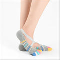 Custom logo  Cheap Breathable  Anti slip 5 Toe Socks Non slip Socks Color Stripes Yoga Dance Pilates  100%cotton Socks