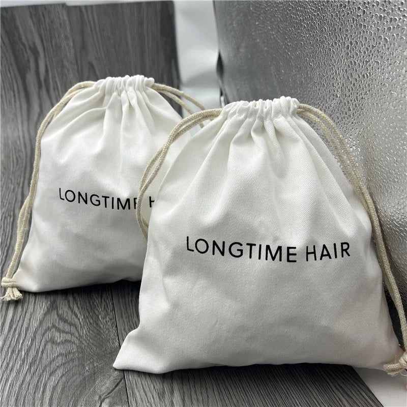 Hot Selling Twill Cotton Hair Extension Packaging Pouch Bags Eyelashes Hair Makeup Sack Pouch
