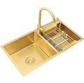 Best Quality Gold Double Bowl Kitchen Sink 304 Stainless Steel with Two Holes Without Faucet for Kitchen Use