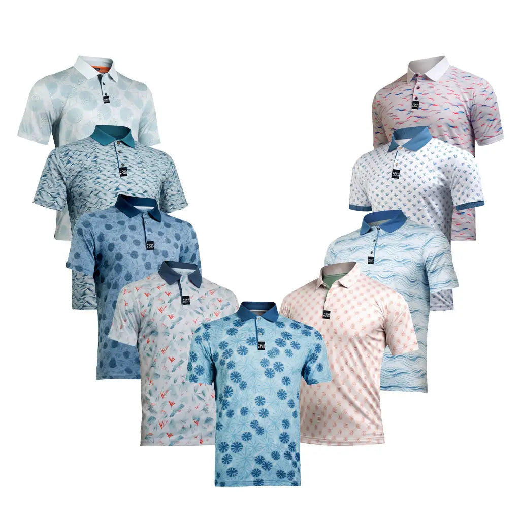 Oem Summer T Shirt Design Custom 100% Polyester Sublimation Patterns Men Quick Dry Golf Polo Shirt With Logo