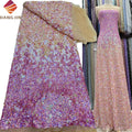 Shiny Tulle Sequins Net Lace Fashion African Lace Fabric 2024 Heavy Embroidered Sequence Lace Fabric for Party Wedding Dresses