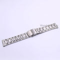 Wholesale 22mm 316L Stainless Steel Silver Wrist Watch Band Strap Old Style Luxury Double Push Deployment Clasp Middle Polish