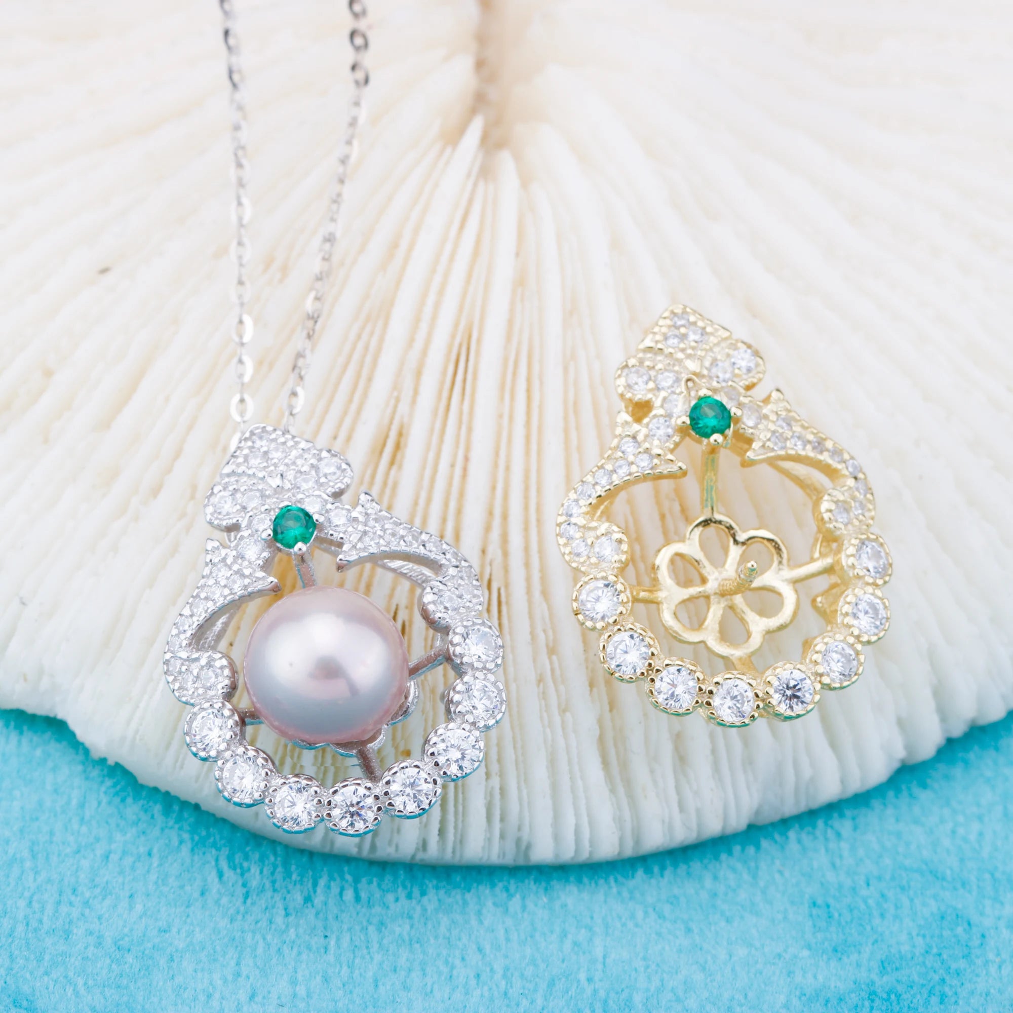 P011007 DIY 6-8mm Natural Freshwater Pearl Pendant Accessory 925 Sterling Silver Engagement Jewelry Necklace for Women