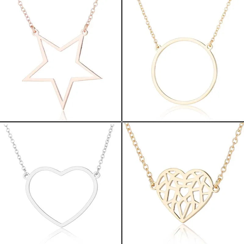 SSeeSY Bulk Wholesale Personalised Customize Jewelry Simple Stainless Steel Fashion Star Heart Pendant Necklace Gift for Women