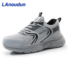 LAnoudun Workwear Collection Grey Color Work Shoes Anti-Puncture Microfiber Upper Safety Shoes for Men Anti Slip Steel Toe