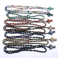 Natural Stone Bead Quartz Crytal Necklace Woman Jesus Christianity Meditation Yoga Mala Bead Cross Pendant Necklace for Men