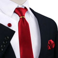 Wedding Color Silk Tie and Handkerchief Red Silk 8cm Necktie Men Polyester Neck Ties for Men