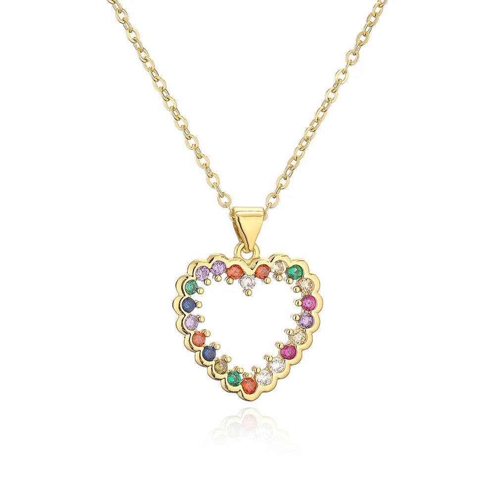 French Elegant Zircon Pearl love Pendant Necklace Female Fashion Temperament Everything Collars Cross-border New Products