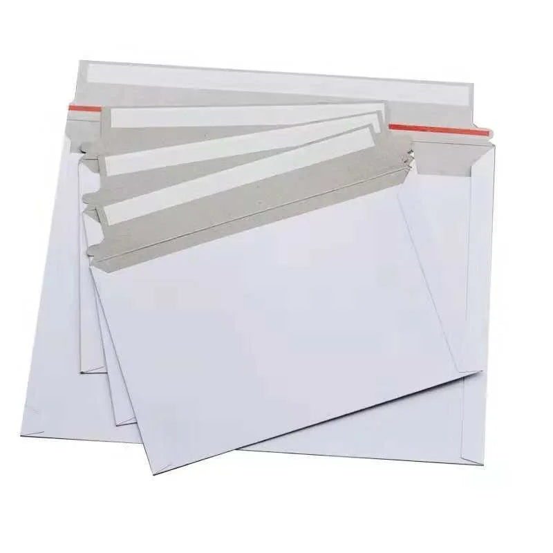 Custom A4 Printed Non-bendable Rigid Cardboard Flat Shipping Envelope Mailers Kraft Paper Self Seal Stay Flats Mailer for Ship