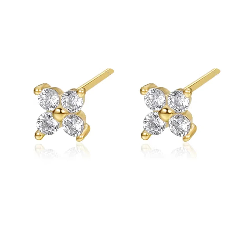 Fashion Zircon Leaf Shape Stud Earrings  925 Gold Silver Plated Jewelry Earrings Non Tarnish for Women