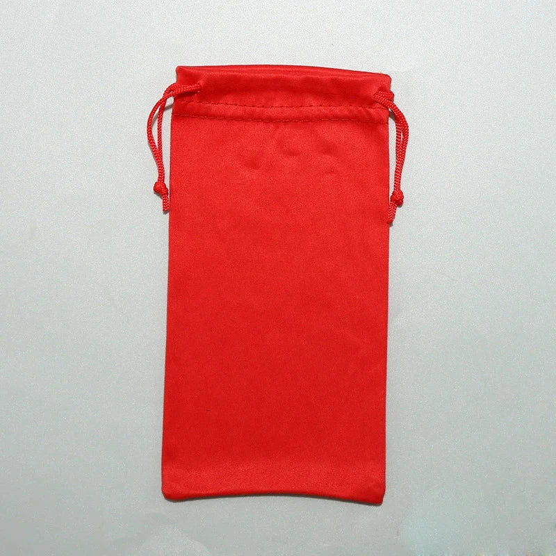 Custom Logo Printed Rectangle Microfiber Pouch Drawstring Sunglass Bags for Eyeglasses & Jewelry Storage