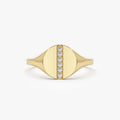Elegant 18k Gold Pated 925 Sterling Silver clear Cz Pave Signet Ring Wholesale