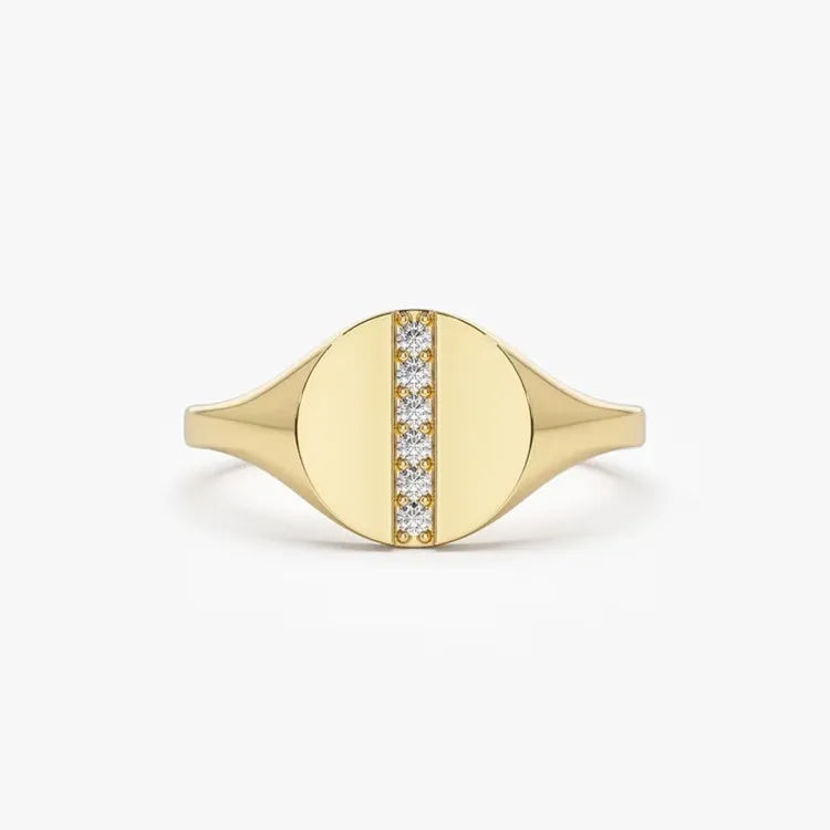 Elegant 18k Gold Pated 925 Sterling Silver clear Cz Pave Signet Ring Wholesale