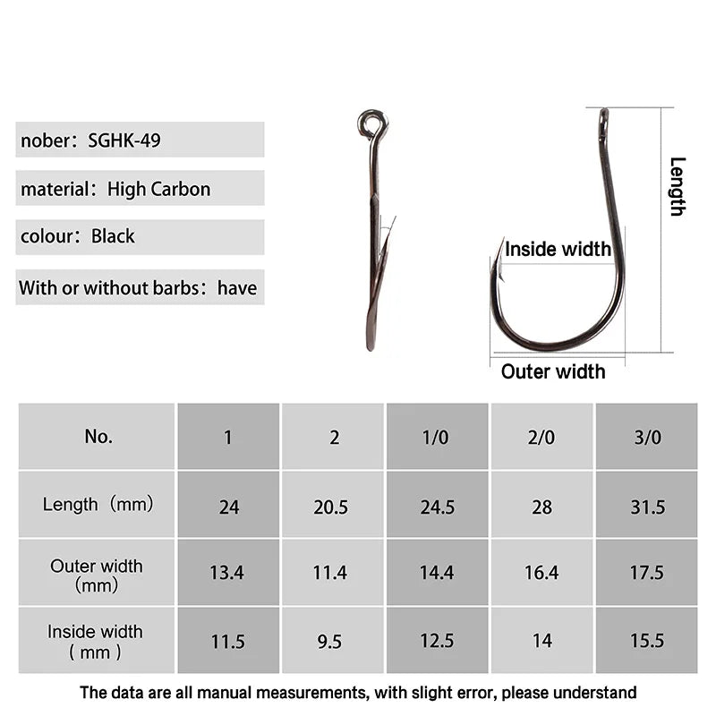 Selco High Carbon Steel Catfish Hook Barbed Fishing Hooks Light Wire Bait Hook SGHK-49