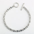 Chic Stainless Steel Bracelet Silver Color Plain Chain Wrist Adornment Toggle Clasp Coffee Bean Chain Pig Nose Link Bracelet