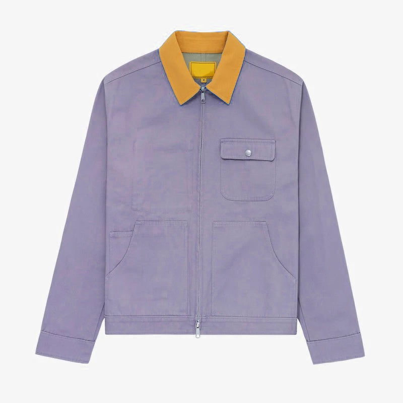Varsity Zip up Lined Oem Wear Shirt Patch Workwear Duck Canvas Work Jacket With Pockets Custom Distressed Oversize Denim Men