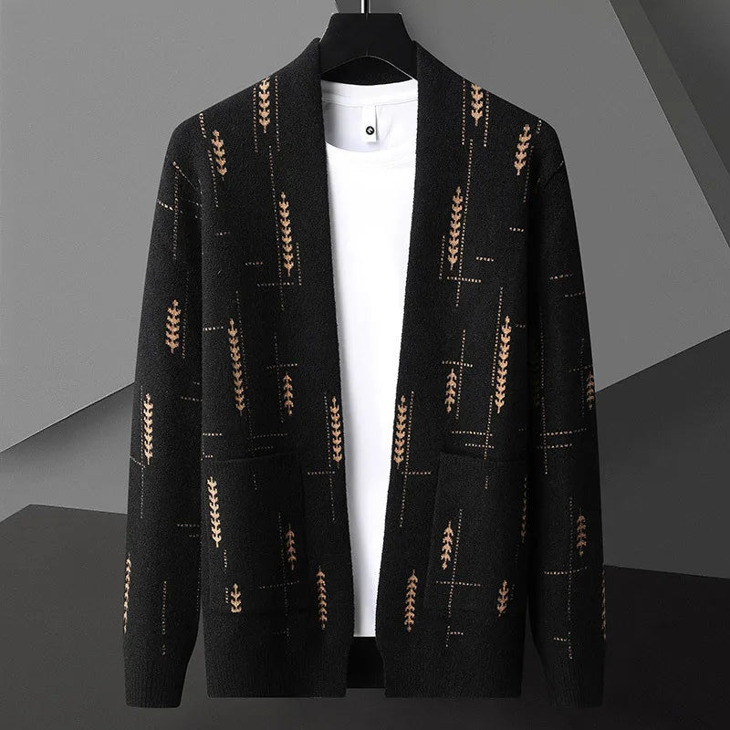 Custom Logo Embroidered Men'S Knit Cardigan Damen Sweaters  Plus Size Long Brand Rib Jacket Knitted Shirts for Men