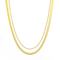 Joolim Jewelry 18K PVD Gold Plated Herringbone  Double Layer Necklaces Layered Necklace New Trendy Jewelry