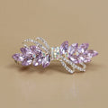 Sweet Elegant Pink Purple Crystal Bow Hair Clip Women Hairpin Side Hair Accessory