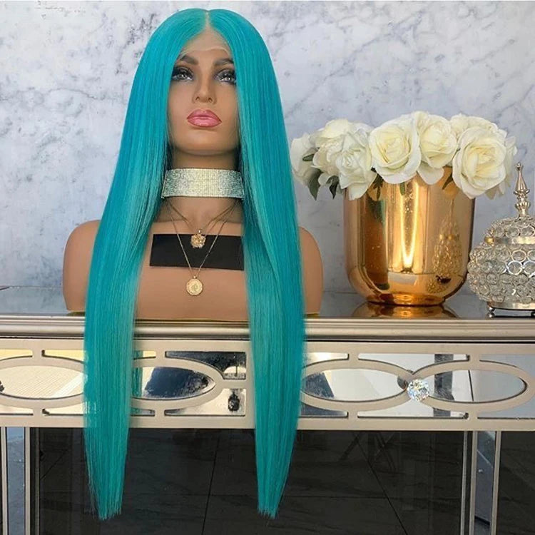 Green Wigs Human Hair Lace Front 10A Unprocessed Brazilian Hair Wigs Blue Transparent HD Lace Wig 100% Human Hair