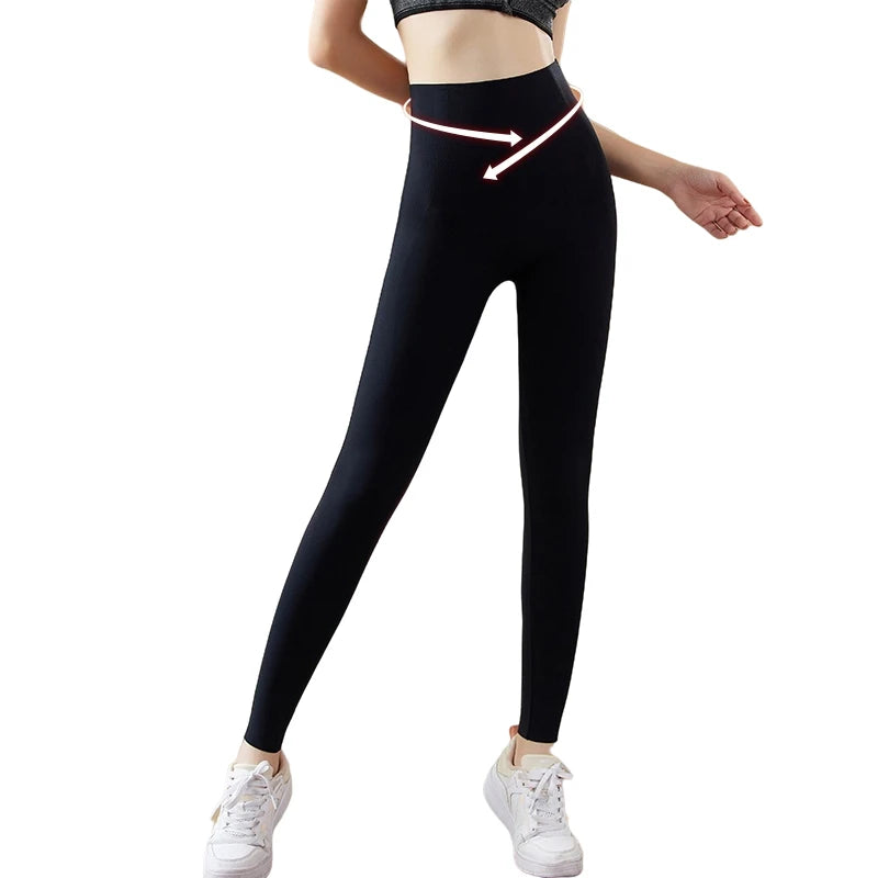 Women's High Elastic Breathable KNitted Fabric Sport Tight Pants Seamless Sharkskin Touch Feeling New Tech Dispensing Leggings