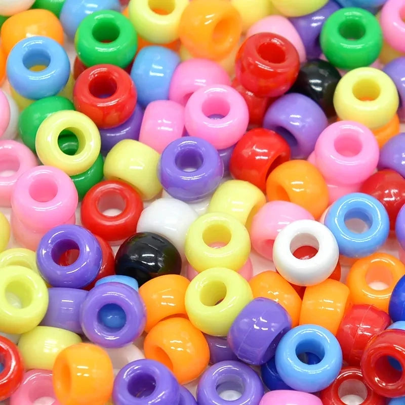 New Arrival 6 X 9mm Plastic Acrylic Pony Beads for DIY Craft Bracelets Necklace Jewelry Making Kit