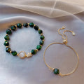 Vintage Handmade Brass Alloy 8mm Bead Adjustable tiger Eye Faceted Gem Stone Bracelet Jewelry 2pcs Pack Boho Bracelets for Women